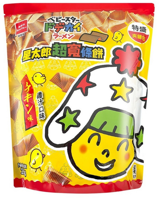 OYATSU 優雅食 BABY STAR 星太郎 超寬條餅 雞汁口味 特盛夾鏈包, 250g, 1包