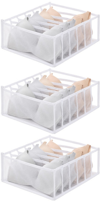 엑스터 칸칸 속옷 정리 브라 양말 수납함 6칸, 화이트, 3개