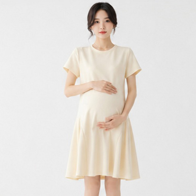 I CAN SIMPLE 女款日常孕婦裝短袖傘狀洋裝