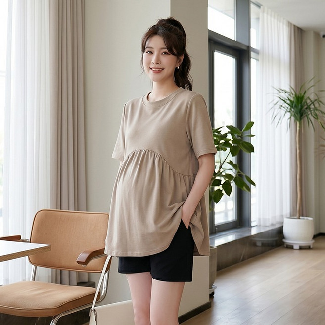 인피어스 임산부 루즈핏 소프트 반팔 티셔츠 I263-0364