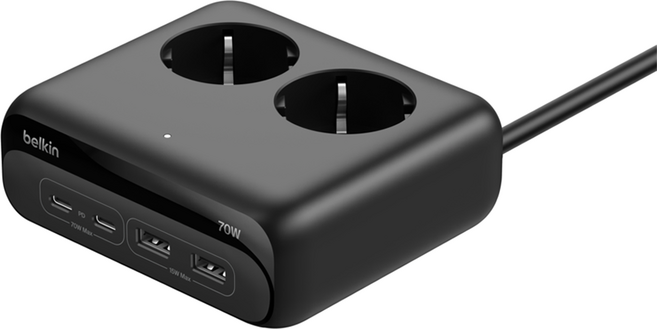 벨킨 6in1 70W GaN 데스크탑 충전 올인원 에너지 스테이션 SRZ001kr1.5M, 블랙, 1개