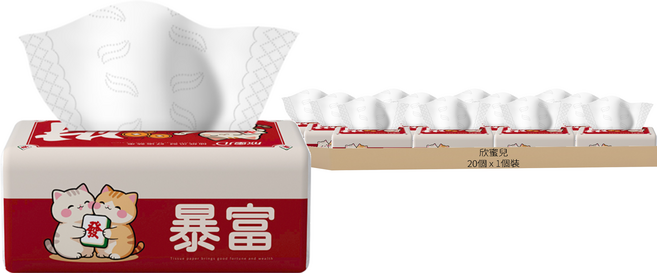 欣蜜兒 暴富來財抽取式衛生紙, 20個, 68張