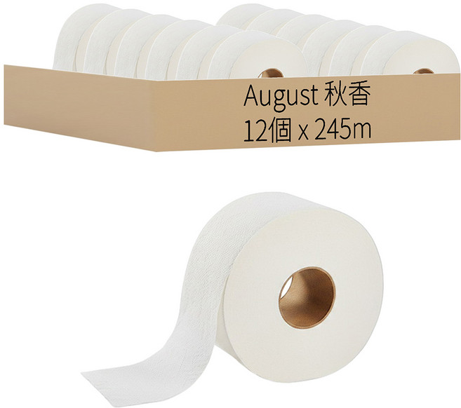 August 秋香 大捲筒衛生紙 800g, 1箱, 12個裝, 245m