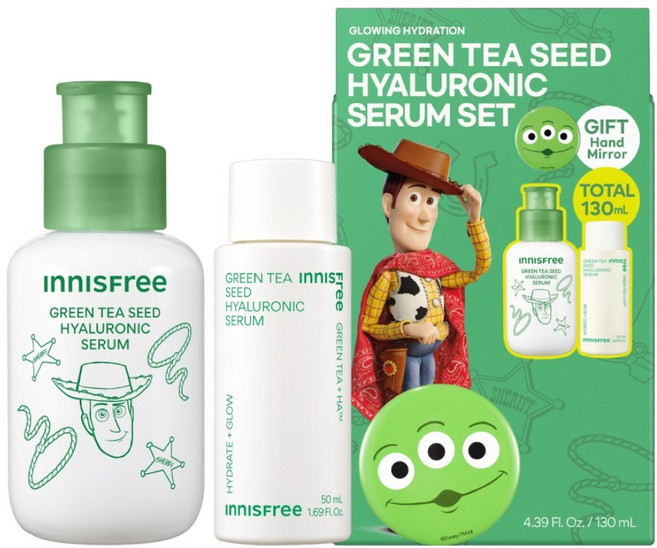 INNISFREE 綠茶籽玻尿酸保濕精華組玩具總動員限定版 台灣公司貨, 1組