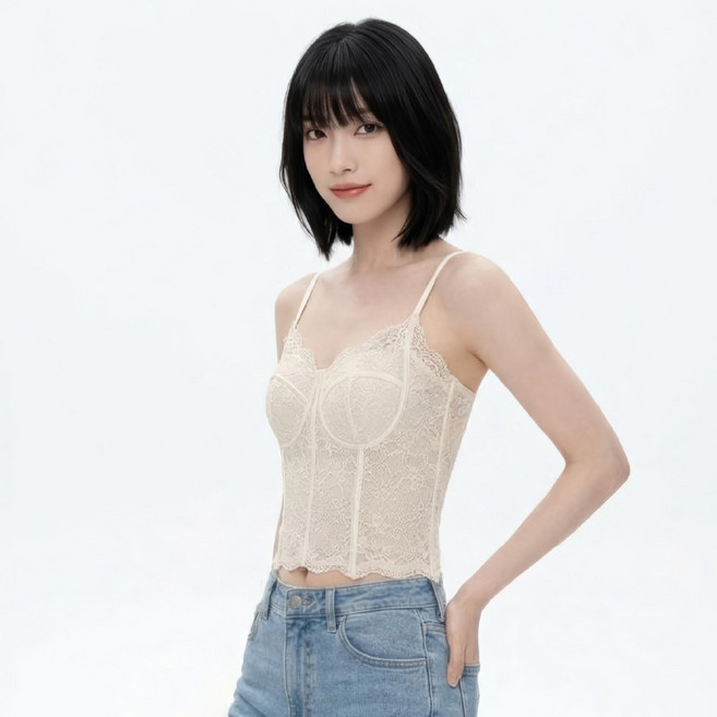 뷰티인뷰티 프렌치 레이스 브라캡 끈나시
