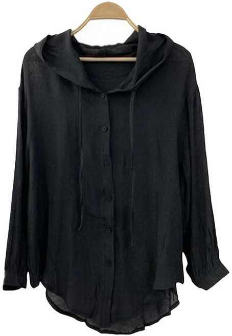 Chic Black 女款 Chineoko 寬鬆透膚連帽罩衫襯衫 cpnb3385k64