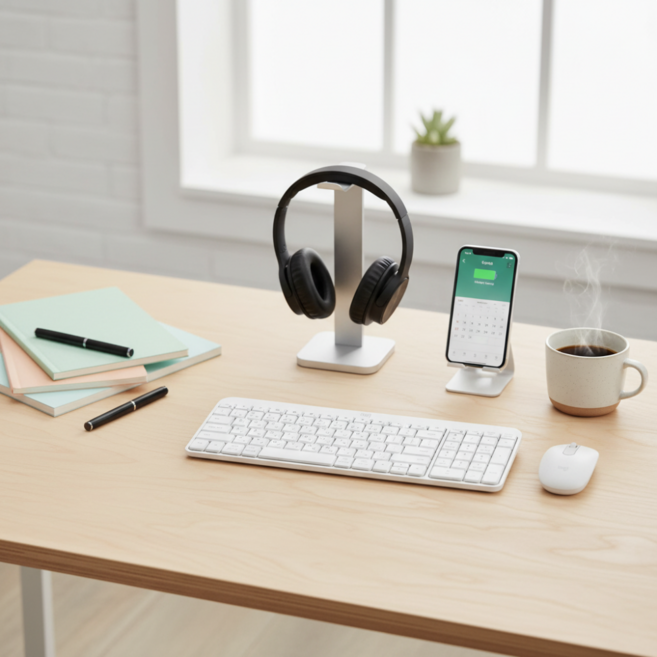 logitech 羅技 無線藍牙鍵鼠組 不含接收器, 珍珠白, MK250, 普通型