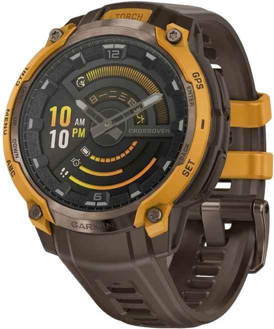 GARMIN Instinct Crossover AMOLED 藍寶石玻璃 智慧手錶 圓形 1.2" 實體指針 流沙棕 14 Days Battery Life