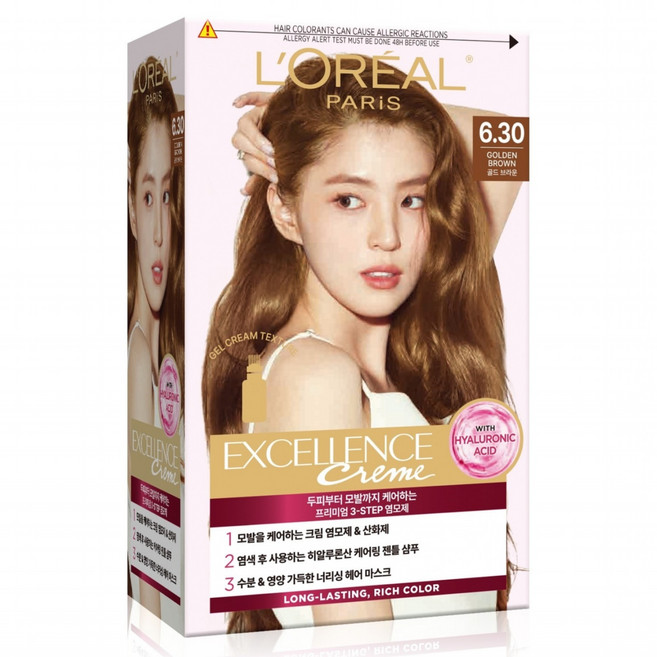 L'OREAL PARiS 巴黎萊雅 優媚霜三重護髮染髮霜 6.30, 焦糖金棕色, 1個