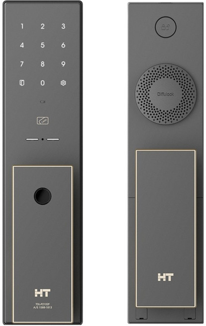 2위 - 현대에이치티 푸시풀 지문인식 무타공 디퓨저 도어락, 고객직접설치, TDL-P2102F