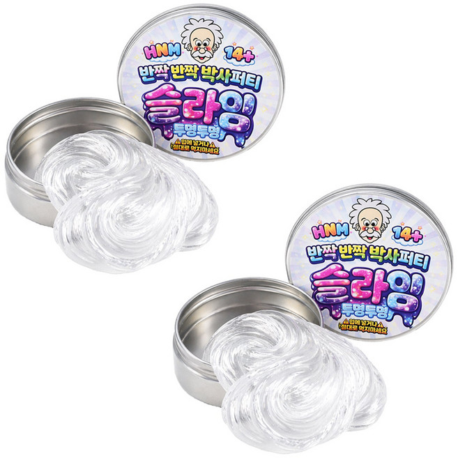 토이토 오리지널 반짝반짝 박사 퍼티 유리 슬라임, 투명투명, 62g, 2개