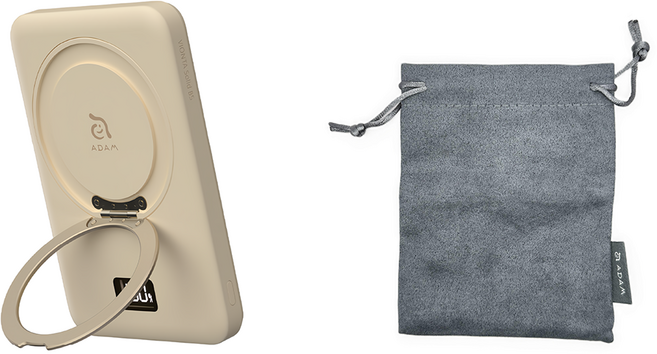 ADAM elements 亞果元素 無線支架款行動電源 附質感收納袋 5000mAh Type-C, 奶茶色, VIONTA B5