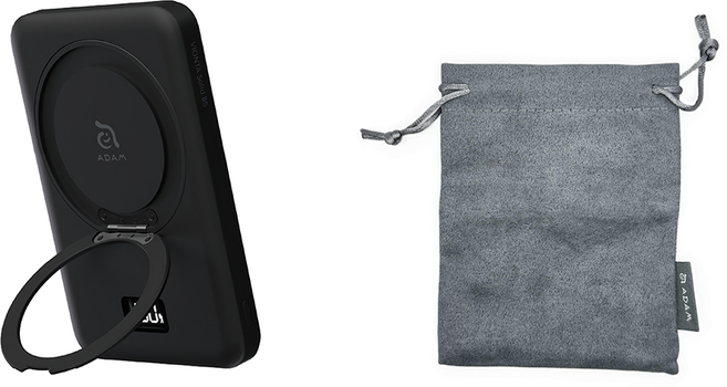 ADAM elements 亞果元素 無線支架款行動電源 附質感收納袋 5000mAh Type-C, 黑色, VIONTA B5