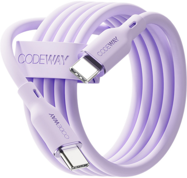코드웨이 C타입-C타입 팔레트 100W PD 초고속 충전 케이블, 2m, 라벤더 퍼플, 1개