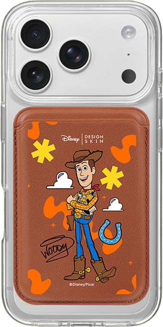DESIGN SKIN 玩具總動員棕色MagSafe皮革卡套, 胡迪波浪, 1個