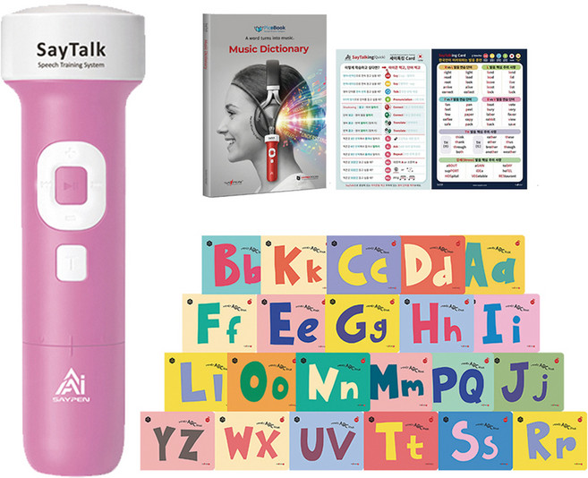 세이펜 세이톡 32G 5세대 AI 음성 인식 발음 세이펜 Say Talk STK-4500W + 허니북 유아용 ABC 파닉스북 22권 세트, 핑크(세이펜)