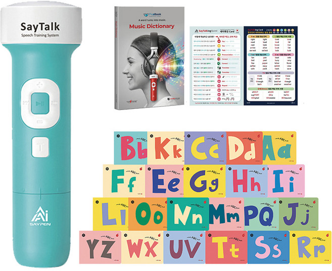 세이펜 세이톡 32G 5세대 AI 음성 인식 발음 세이펜 Say Talk STK-4500W + 허니북 유아용 ABC 파닉스북 22권 세트, 스카이블루(세이펜)