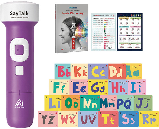 세이펜 세이톡 32G 5세대 AI 음성 인식 발음 세이펜 Say Talk STK-4500W + 허니북 유아용 ABC 파닉스북 22권 세트, 퍼플(세이펜)