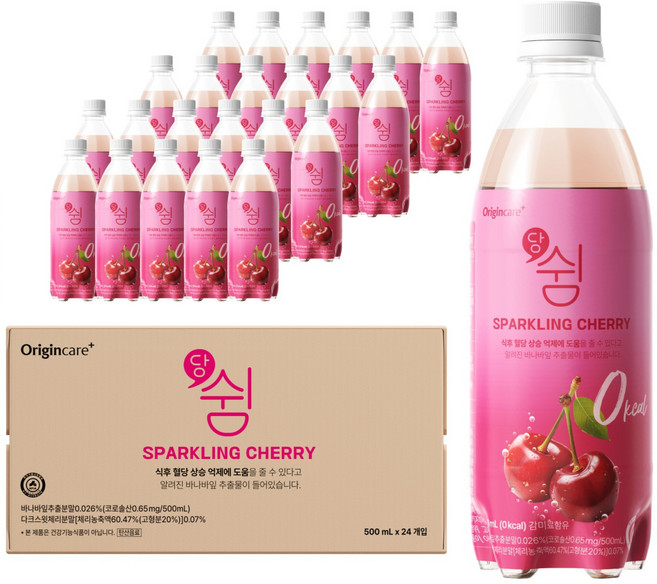 오리진케어 당쉼 체리 스파클링, 24개, 500ml