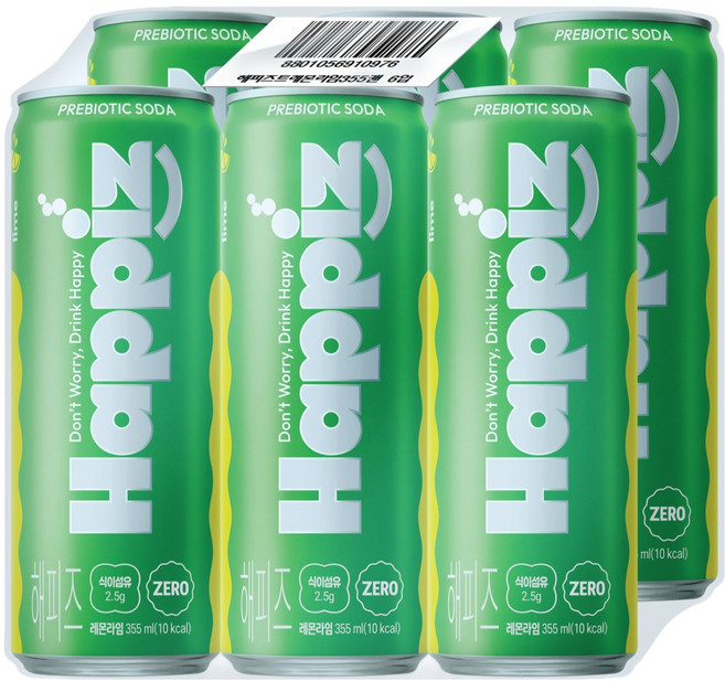 롯데칠성음료 해피즈 탄산음료 레몬라임, 6개, 355ml