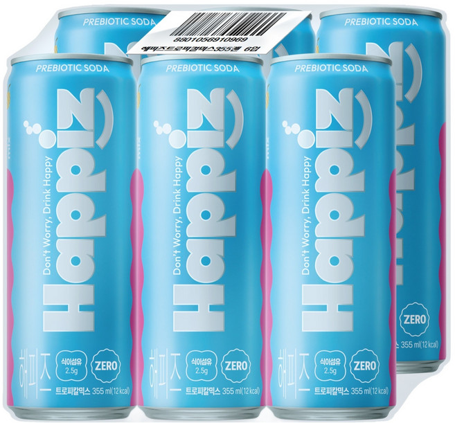 롯데칠성음료 해피즈 탄산음료 트로피칼믹스, 6개, 355ml