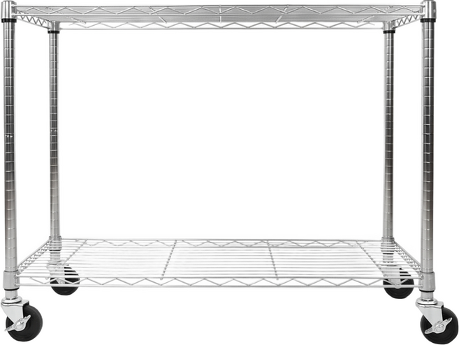 yo-life 2層 91 x 36 x 60cm 鍍鉻鐵架 置物架 附工業輪 100%台灣製 電鍍銀
