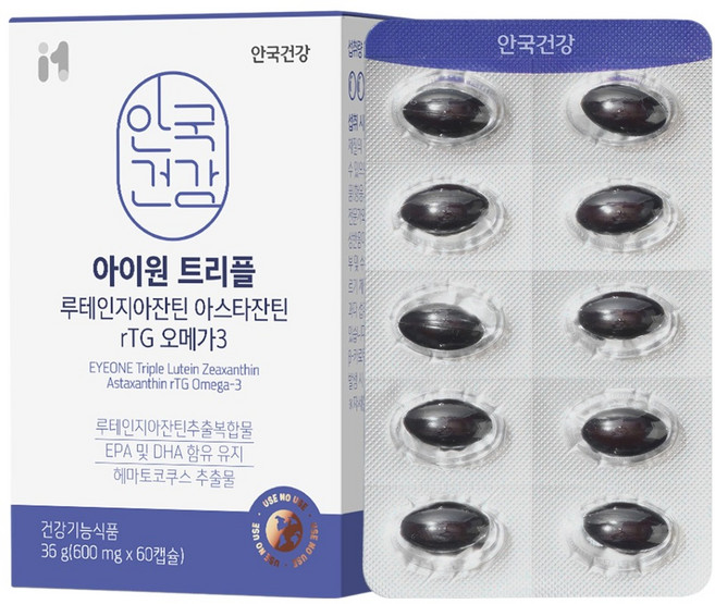 아이원 트리플 루테인지아잔틴 아스타잔틴 rTG 오메가3 36g, 1개, 60정