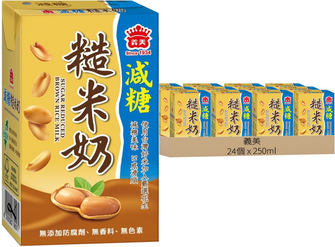 義美 減糖糙米奶, 24個, 250ml