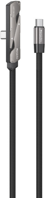 yesido C-C 60W 支架充電線 CA207, 黑色, 1個, 120cm