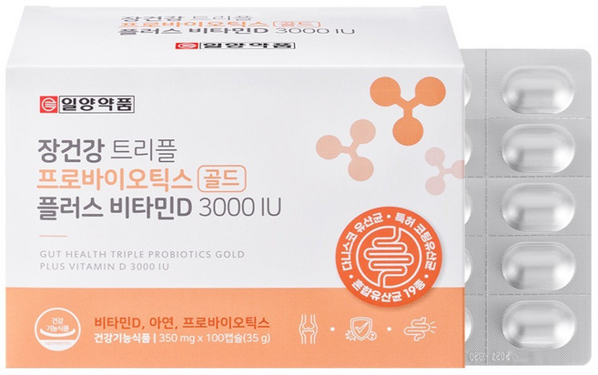 일양약품 장건강 트리플 프로바이오틱스 골드 플러스 비타민D 3000IU 35g, 1개, 100정