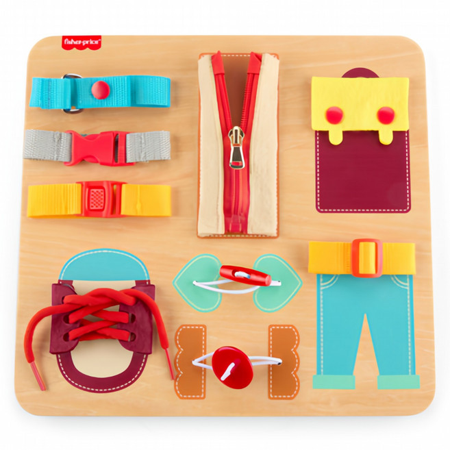fisher-price 費雪 木製蒙特梭利穿搭板, 混和顏色, 1套