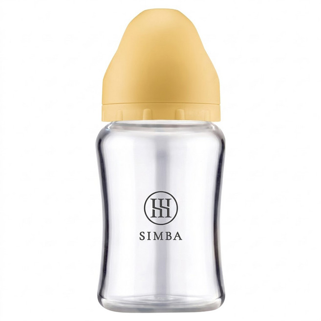Simba 小獅王辛巴 蘊蜜質金玻璃寬口防脹氣奶瓶 圓孔SS奶嘴, 旦黃色, 1個, 180ml