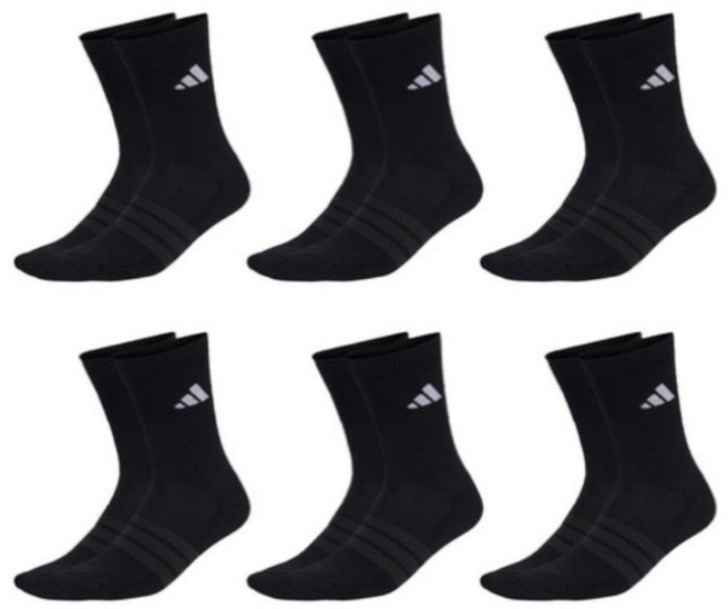 adidas 愛迪達 C ESS CRW 運動襪 KE5499 6雙, 黑色, 1套