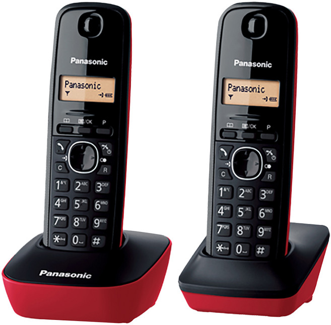 Panasonic DECT 數位無線電話 主機 + 子機 紅色, KX-TG1612SPR