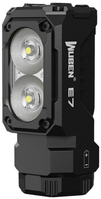 Wuben E7 1800流明 132米 輕便小巧工作燈 泛光/尾部磁吸 冷白光, 黑色, 1個
