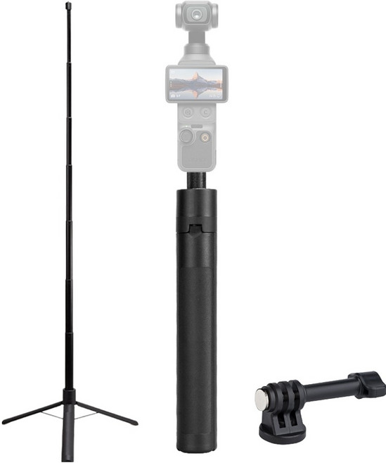 SPACE SHIELD DJI Osmo Pocket 4 Astro 2合1一體式三腳架延長桿自拍棒三腳架 1.2m, 1個, 單一商品