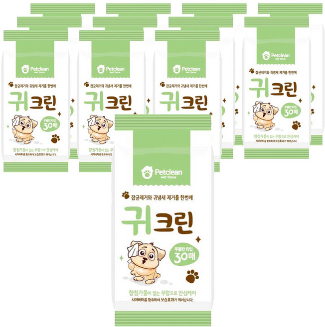 Petclean 寵物濕紙巾 耳朵清潔 30入, 120g, 12個