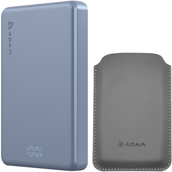 ADAM elements 亞果元素 超薄型磁吸行動電源 10000mAh 附收納套, 藍色, VIONTA L10