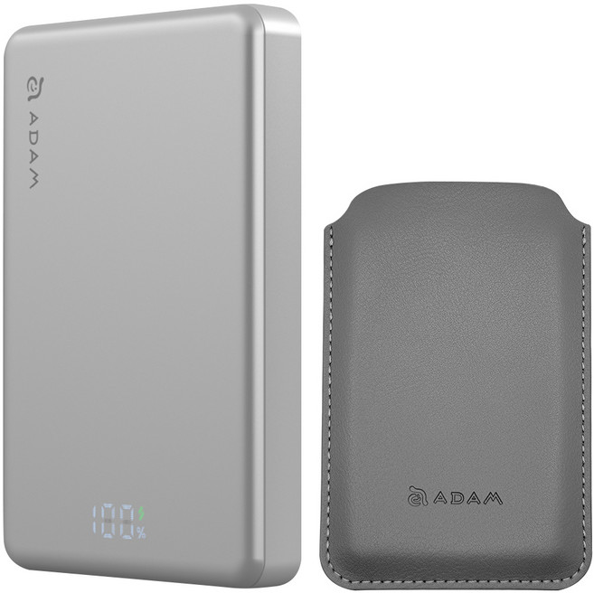 ADAM elements 亞果元素 超薄型磁吸行動電源 10000mAh 附收納套, 銀色, VIONTA L10