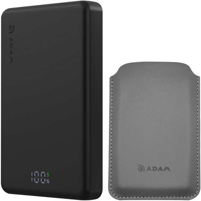 ADAM elements 亞果元素 超薄型磁吸行動電源 10000mAh 附收納套, 黑色, VIONTA L10