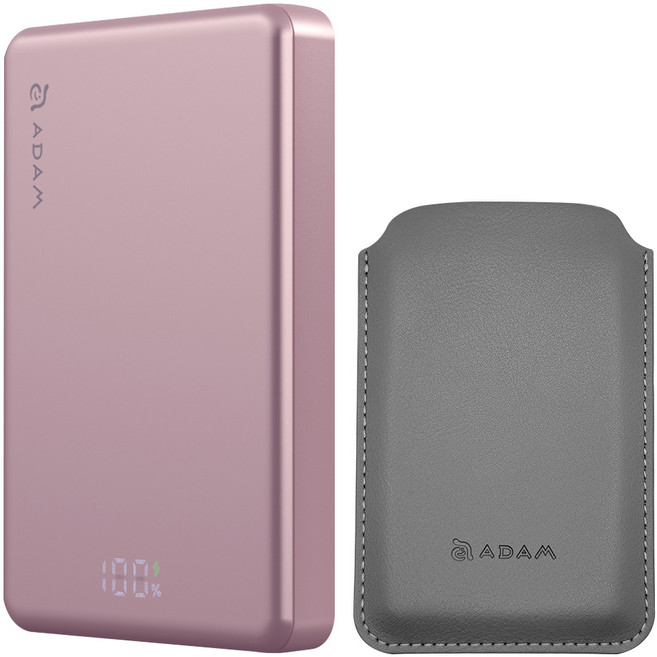 ADAM elements 亞果元素 超薄型磁吸行動電源 10000mAh 附收納套, 粉色, VIONTA L10