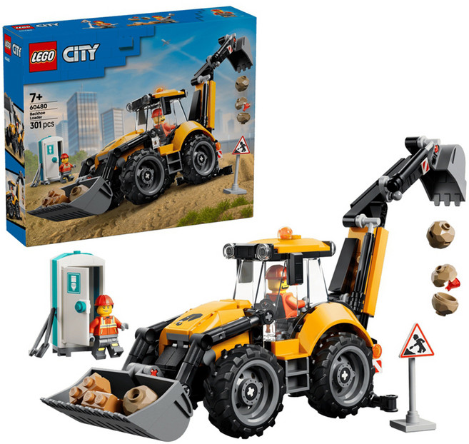 LEGO 城市系列 黃色反鏟裝載機 Yellow Backhoe Loader 60480, 1個