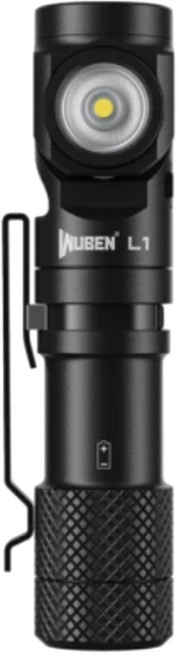 Wuben 2000流明 304米射程 轉角便攜手電筒 L1 P9, 黑色, 1個