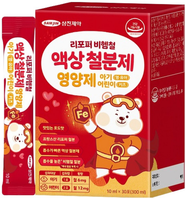 Samjin Pharm Lipoper 非血紅素鐵液態鐵劑營養補充品 30包, 1個, 300ml