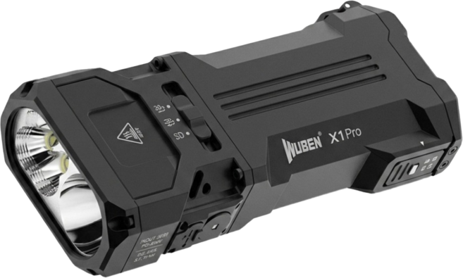 Wuben 強光探索手電筒 X1 Pro 12300流明 聚泛光 410m, 黑色, 1個