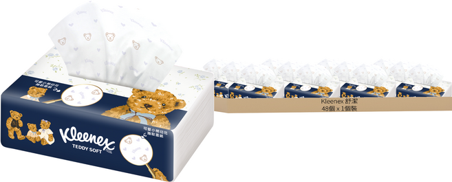 Kleenex 舒潔 Teddy Soft 小熊印花抽取面紙 100抽 87131, 48套, 1個裝