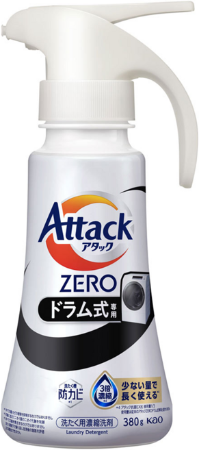 Attack ZERO 噴槍型濃縮洗衣精 滾筒洗衣機專用, 380g, 1個