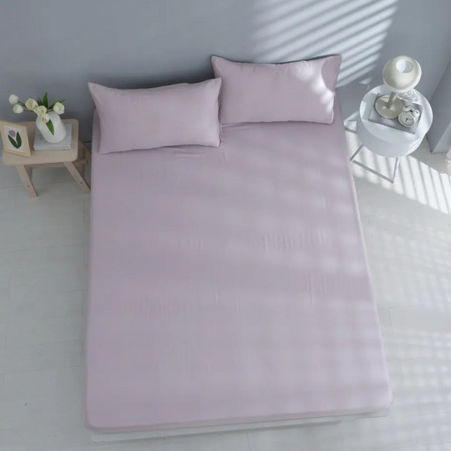 DON HOME 100%天絲 200織 素色 天絲床包 + 枕套 2個 幽夢系列 幽夢紫 Queen Size(186 x 180cm)