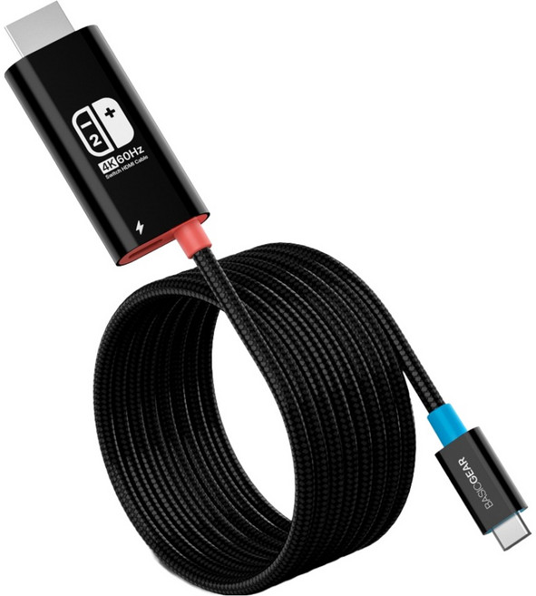 베이직기어 닌텐도 스위치2 에디션 미니독 TV연결 PD 100W 충전 HDMI 케이블, 블랙, 1개