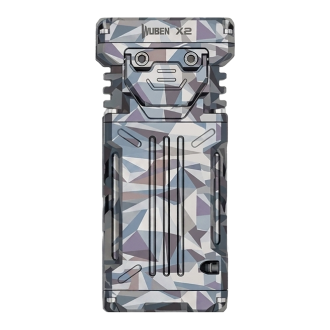 Wuben X2 2500流明 146米射程 高亮泛光EDC手電筒 中白光, 立體幾何鈦, 1個